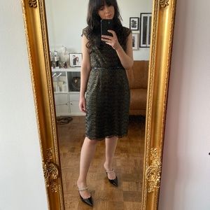 Calvin Klein Black and Gold Midi Dress